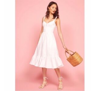 Reformation Dolci Linen Dress in White Size 2P